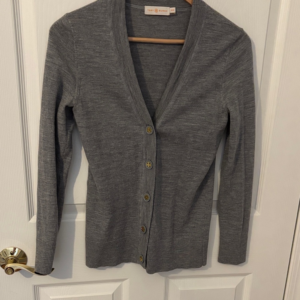 Tory Burch Charcoal Button-Up Cardigan